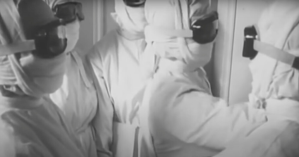 Medical staff in protective suits